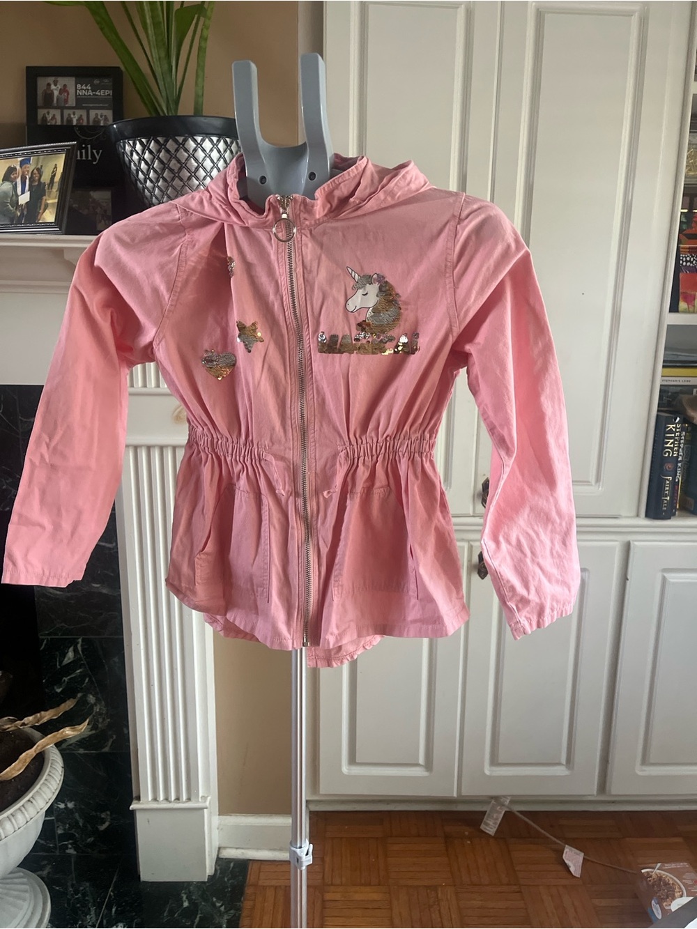 Self Esteem Pink Unicorn Sequin Hooded Raincoat